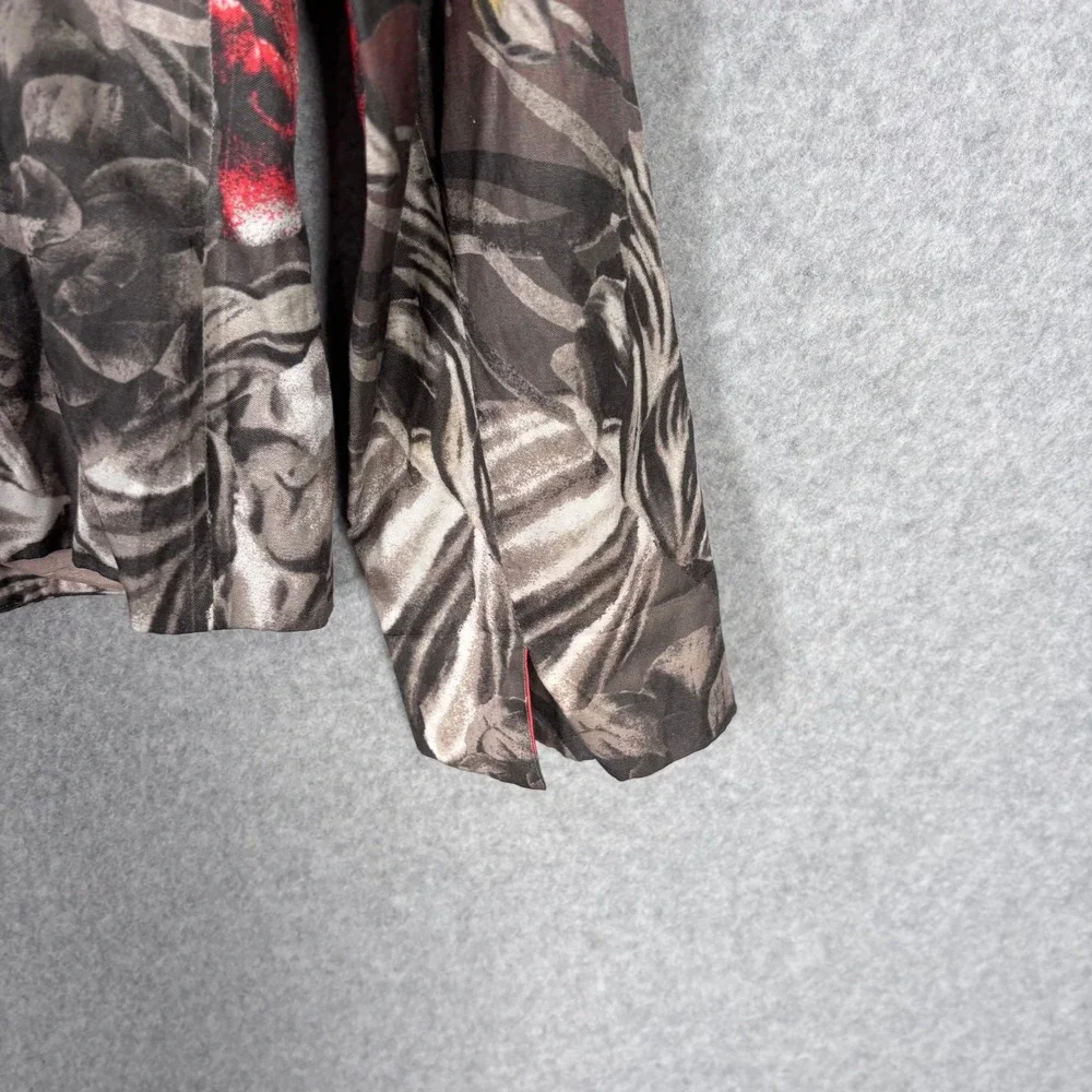 Gerry Weber Blazer Jacket Small Red Gray Pockets Artsy Abstract‎ Watercolor